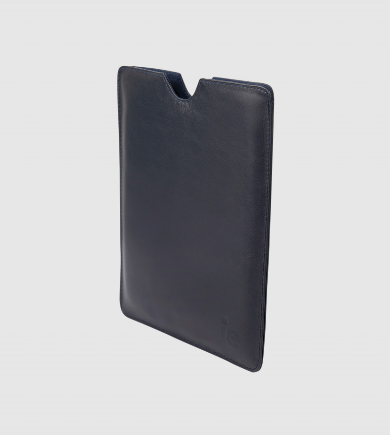 IE Leather Ipad Case. Navy color back