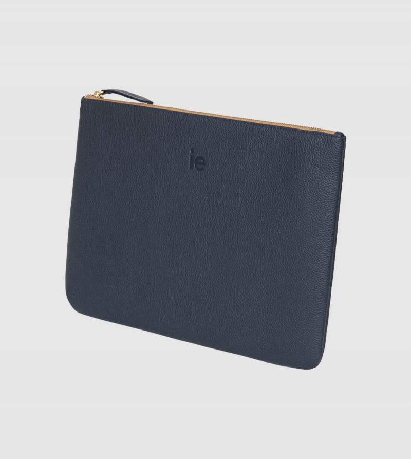 IE Leather Ipad Pro Case. Navy color back
