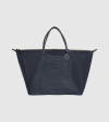 IE Leather Travel Bag. Navy color front