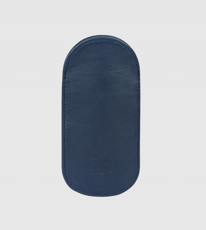 IE Leather Sunglasses Cover. Navy color front