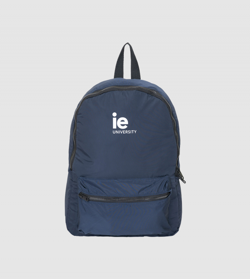IE University Backpack. Navy color front