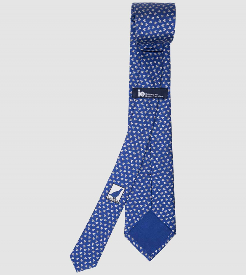 Silk Tie "Graduation Cap". White color back