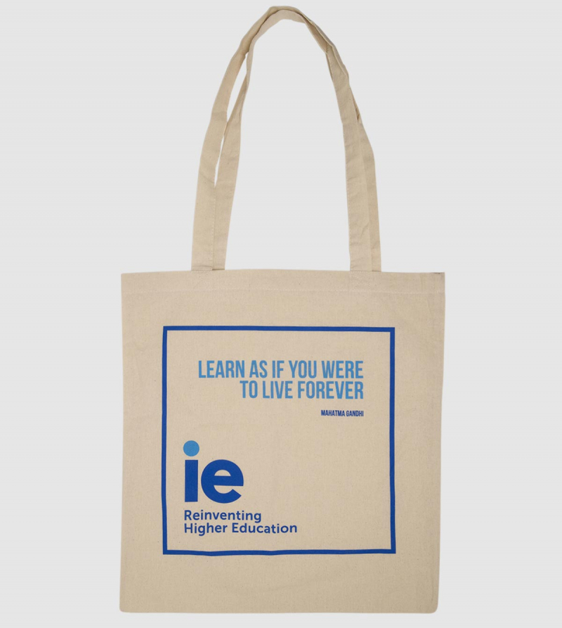Bolsa Algodón "Learn as if you were to live forever" de color natural front