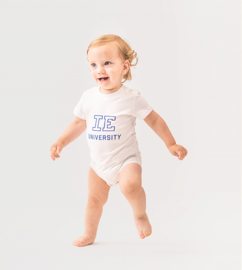 IE University Baby Body. White color front