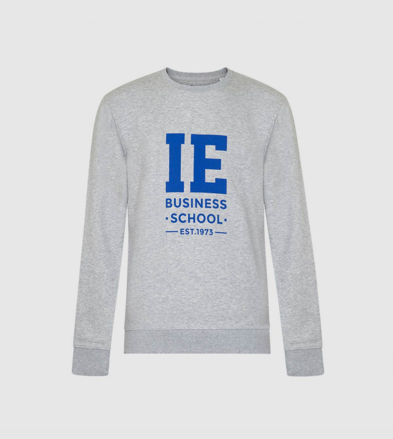 IE Business School Unisex Sweatshirt. Grey color front