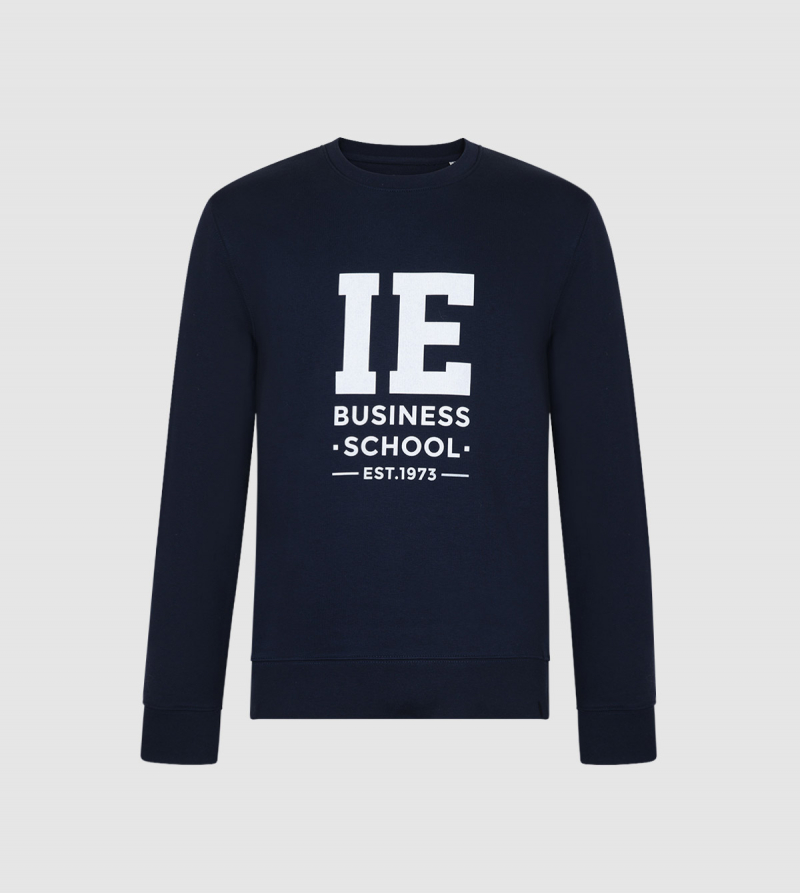 IE Business School Unisex Sweatshirt. Navy color front