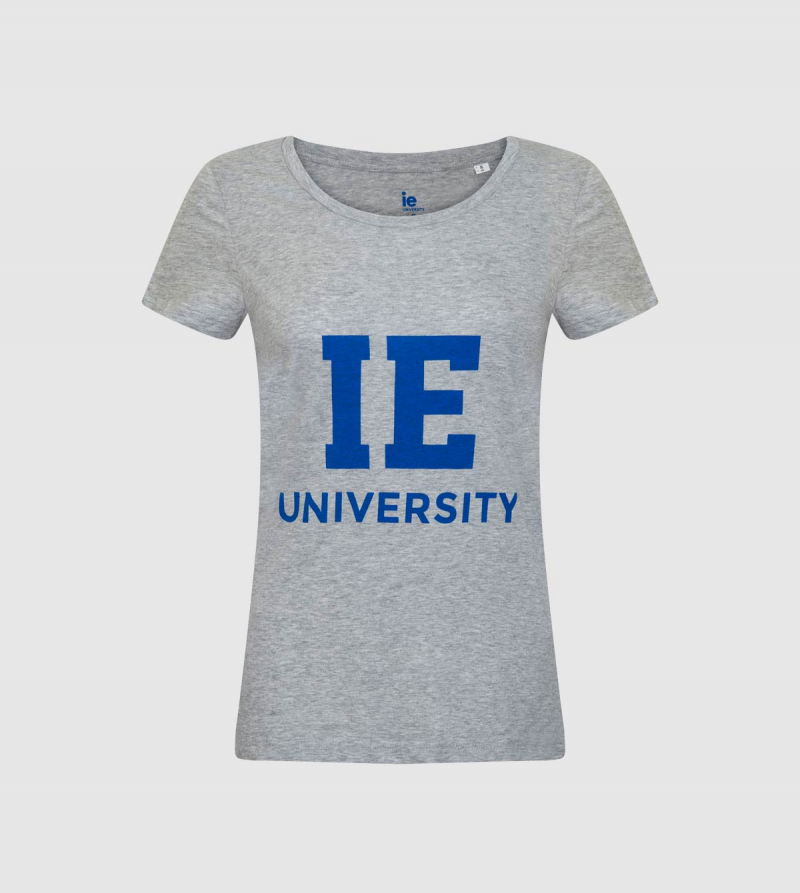 IE University Women´s T-Shirt. Grey color front