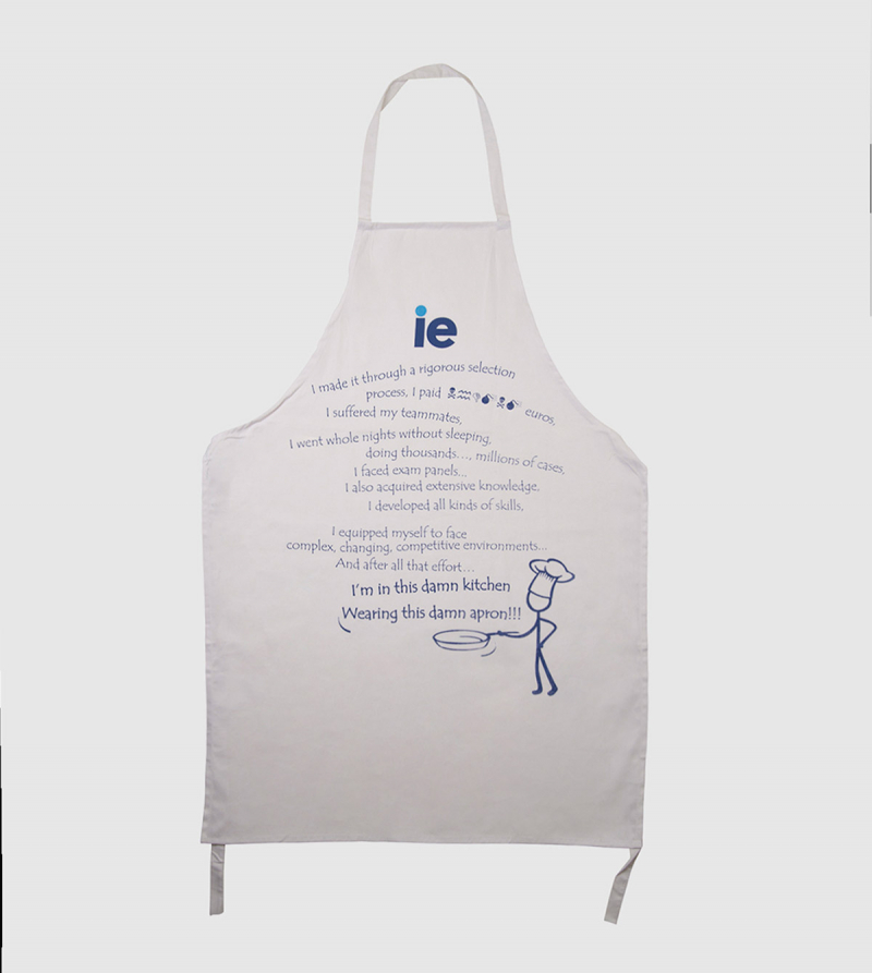 Cotton Chef Apron "English". White color front